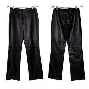 DKNY Woman’s 100% Leather Black Mid Rise Bootcut Pants Size 2 EUC